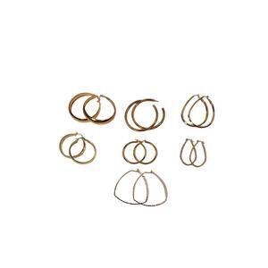Lot 7 Womens Gold Tone Hoop Earrings Different Shapes and Size Casual